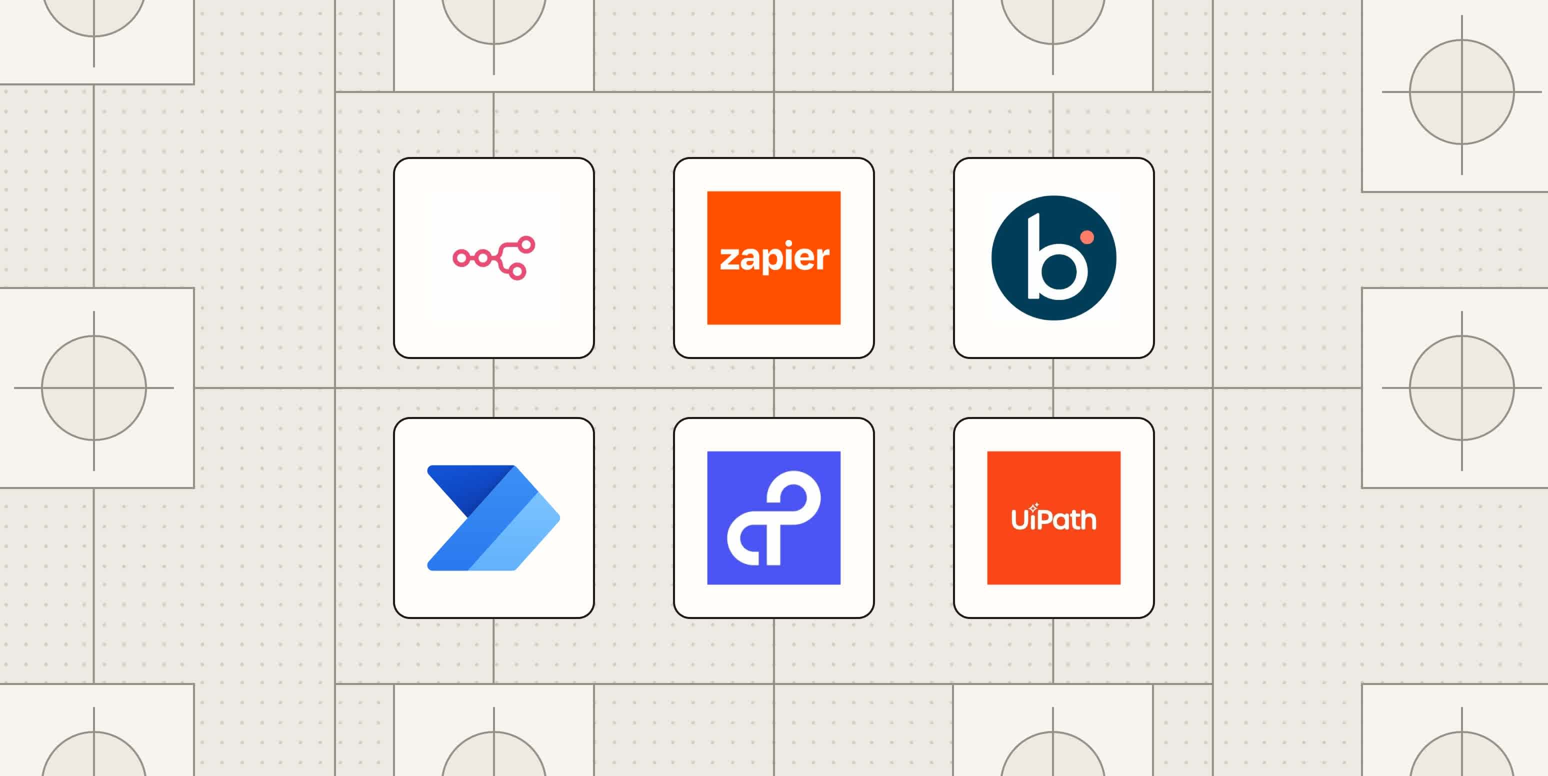 Hero image with the logos of the best low-code automation platforms