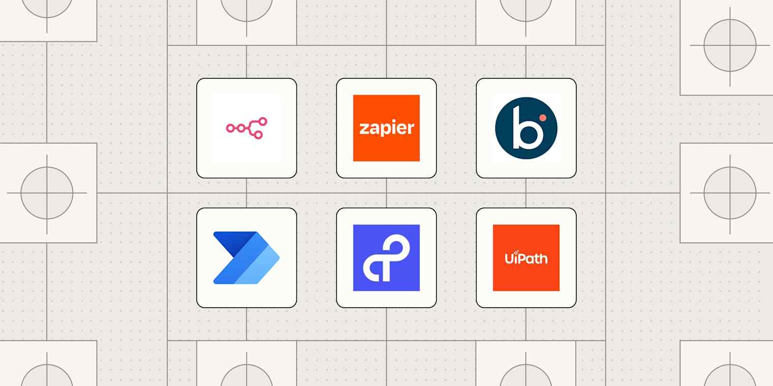 Hero image with the logos of the best low-code automation platforms