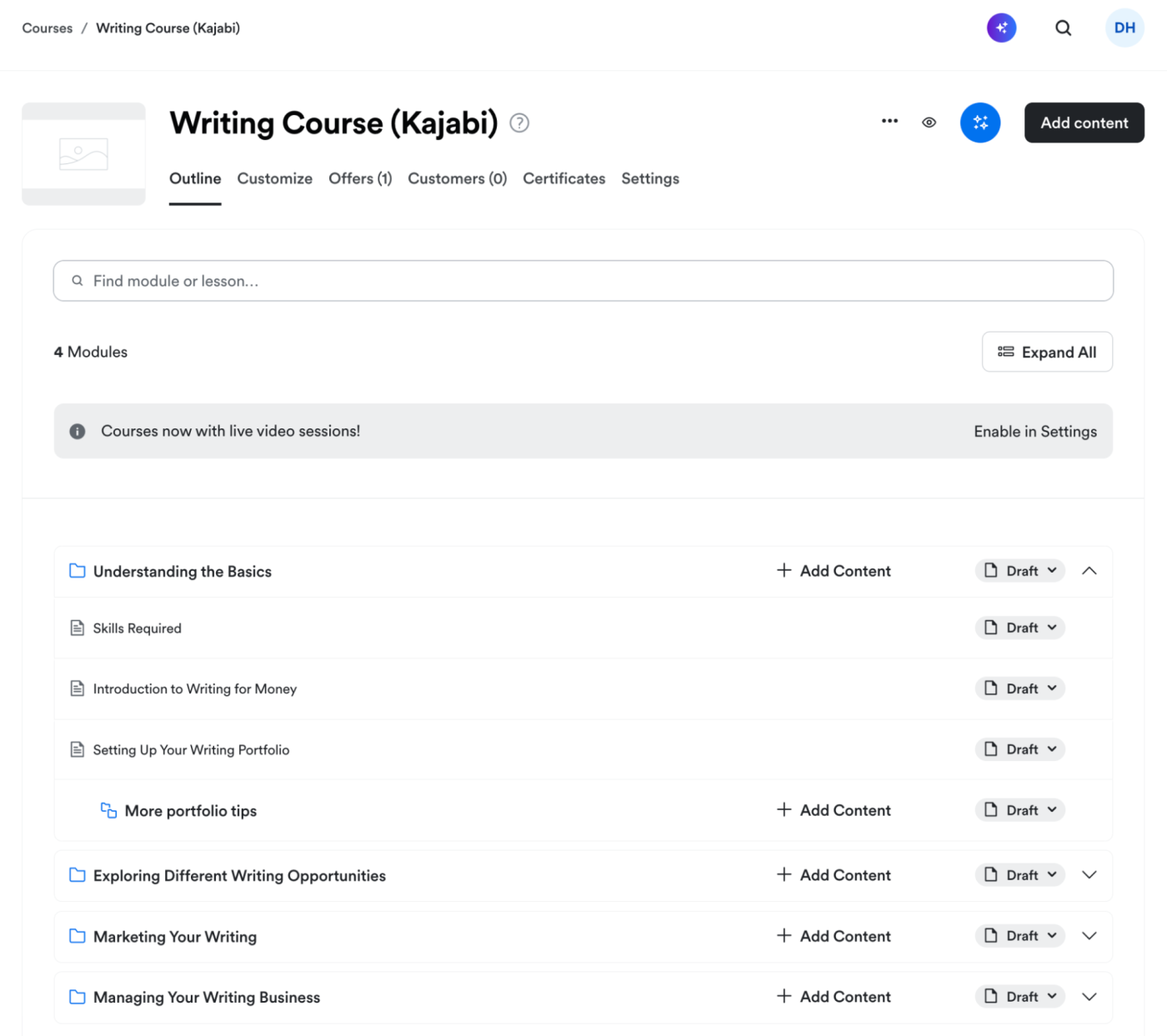 Kajabi course templates