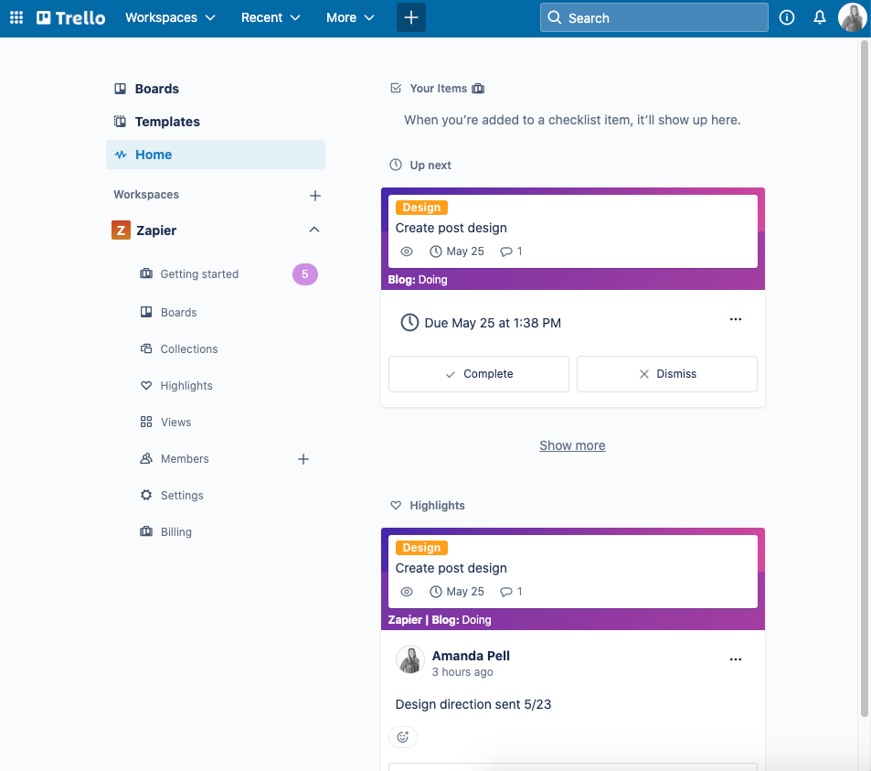 Screenshot of trello home page