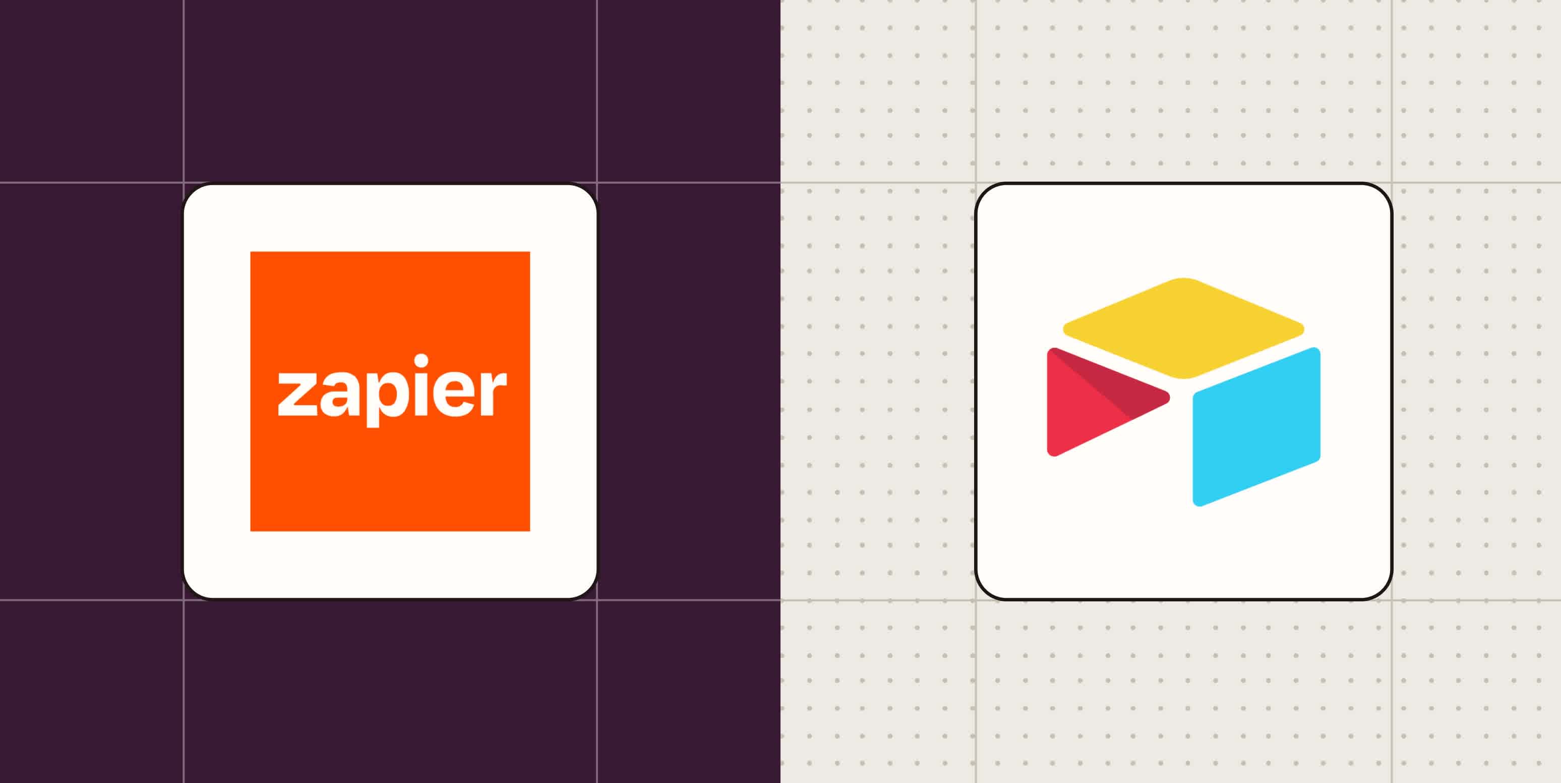 Hero image with the logos of Zapier and Airtable