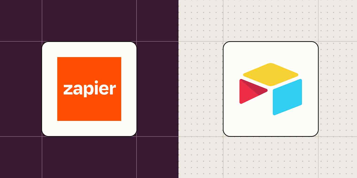 Hero image with the logos of Zapier and Airtable