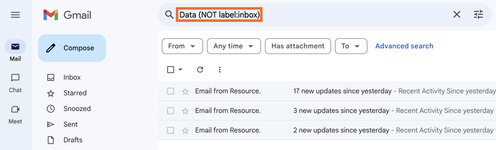 Screenshot of the author showing how to include a keyword in their search