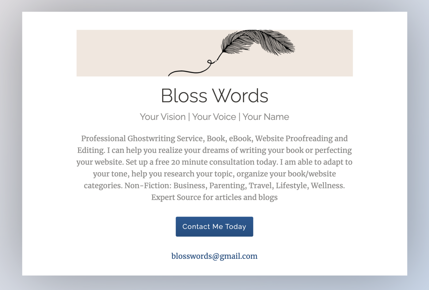 The Bloss Words website