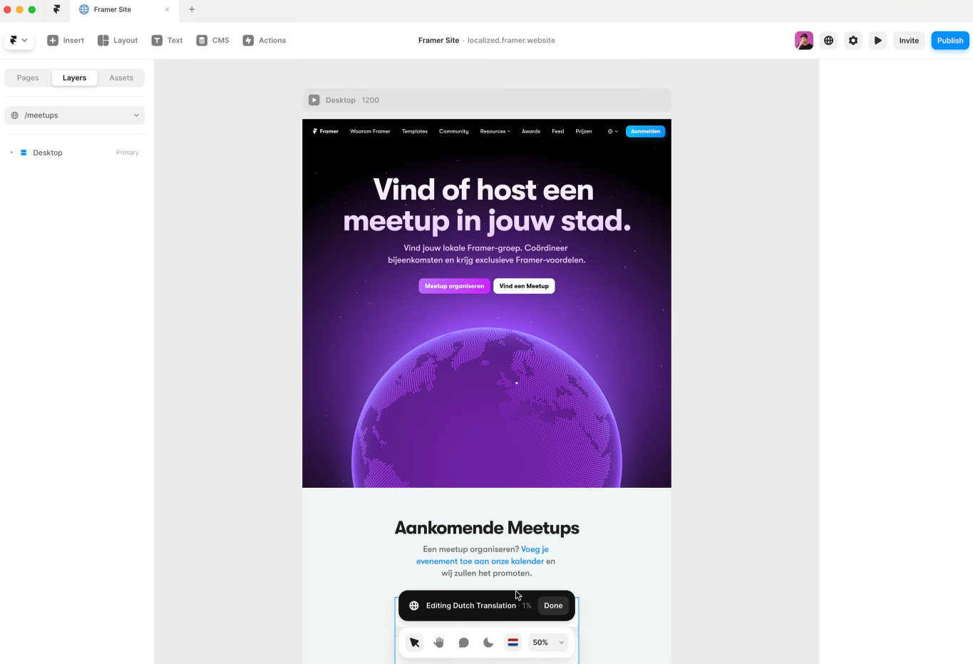 Localization options in Framer