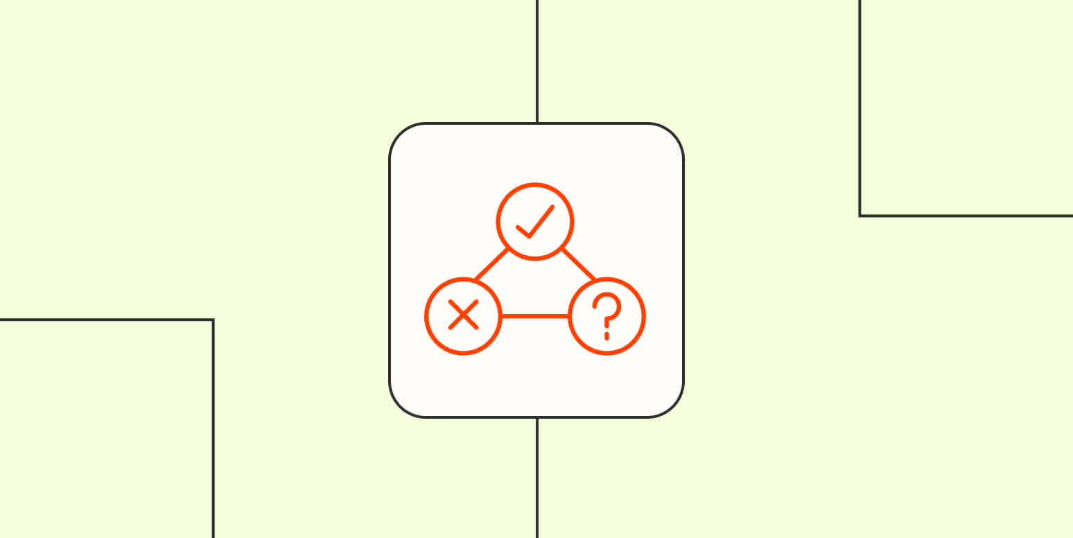 Hero image with a logo representing decisions