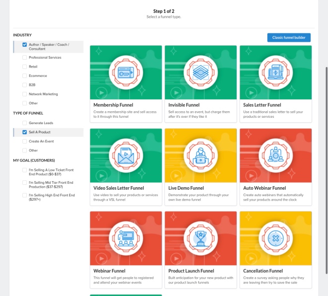 An inside look at a ClickFunnels Dashboard.