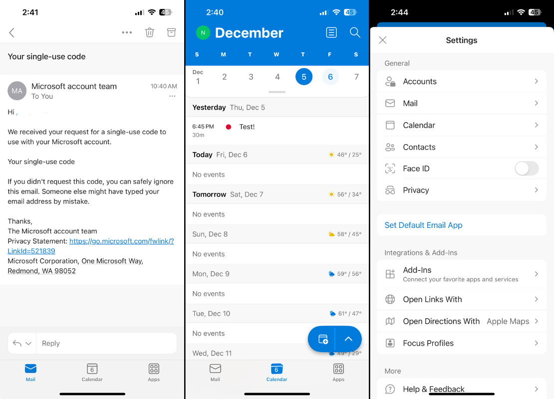 Outlook, our pick for the best iPhone productivity app for email