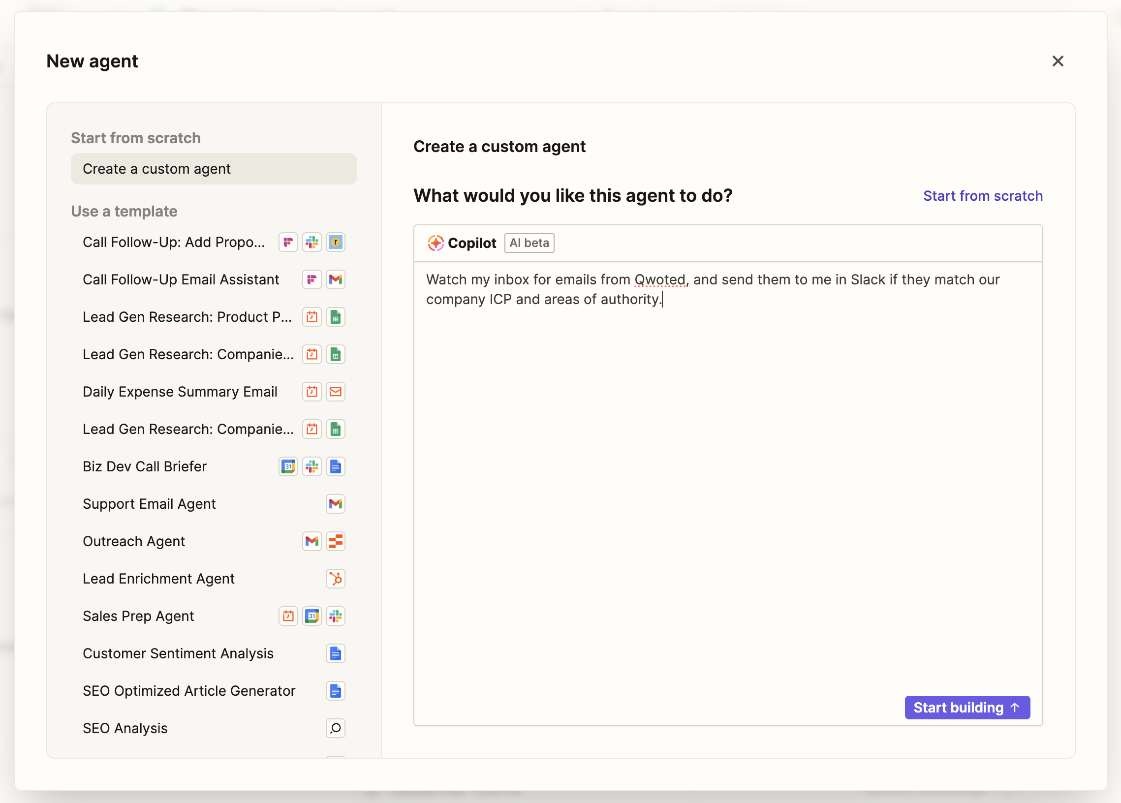 Zapier Copilot interface