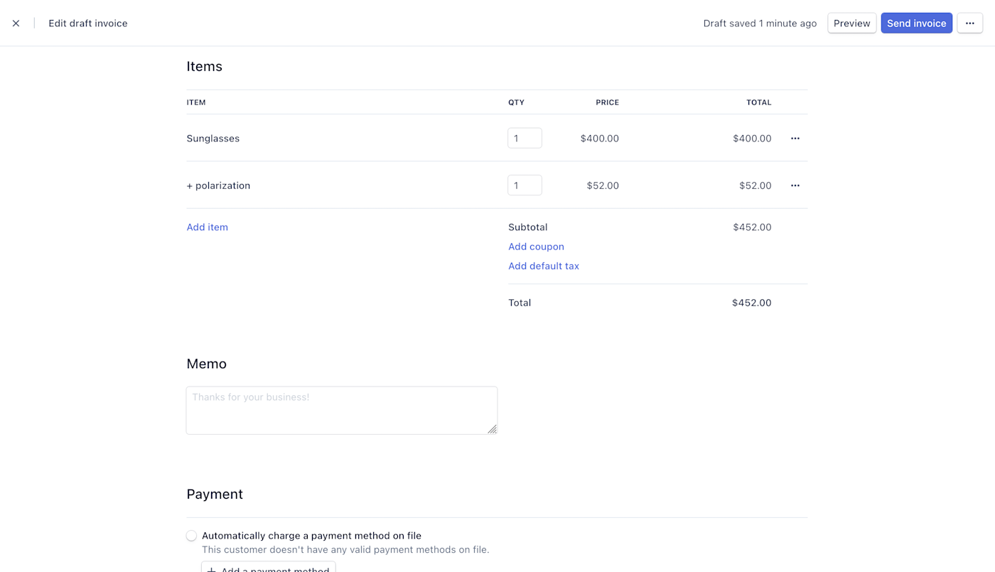 Stripe Invoice Screenshot