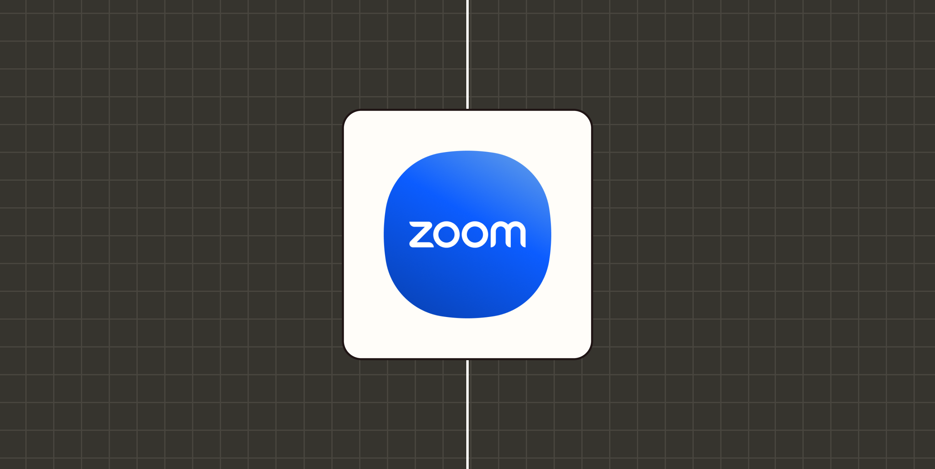Zoom logo against a dark, checkered background.