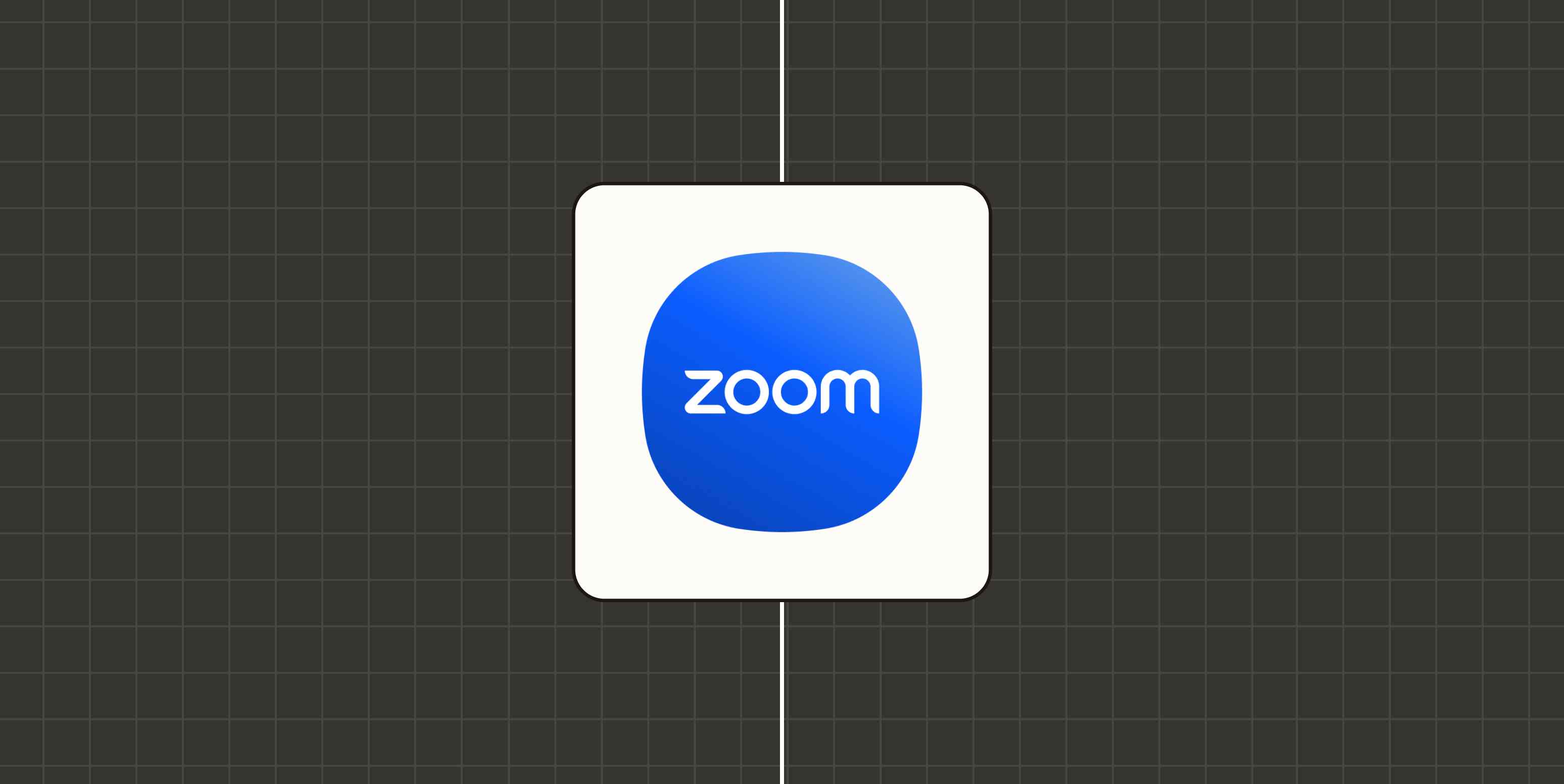 Zoom logo against a dark, checkered background.
