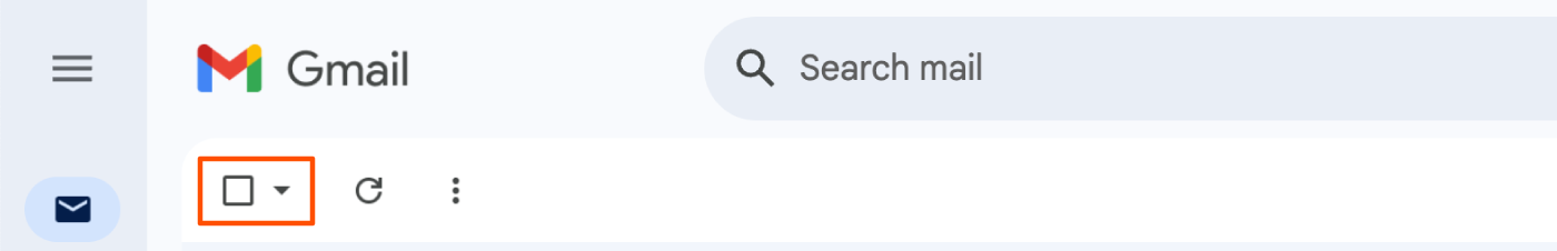 Screenshot in Gmail showing checkbox at top of inbox.