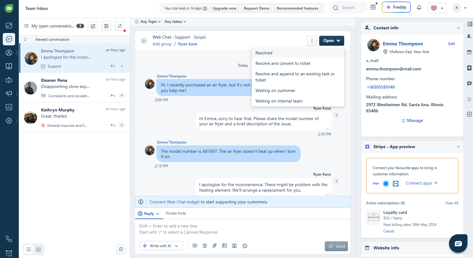 Freshdesk Omni interface