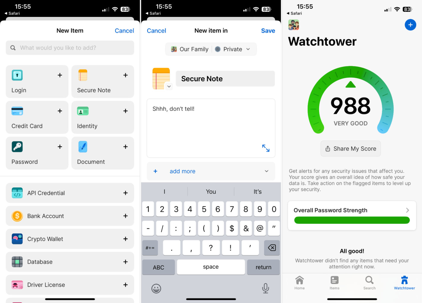 1Password, our pick for the best iPhone productivity app for managing your passwords