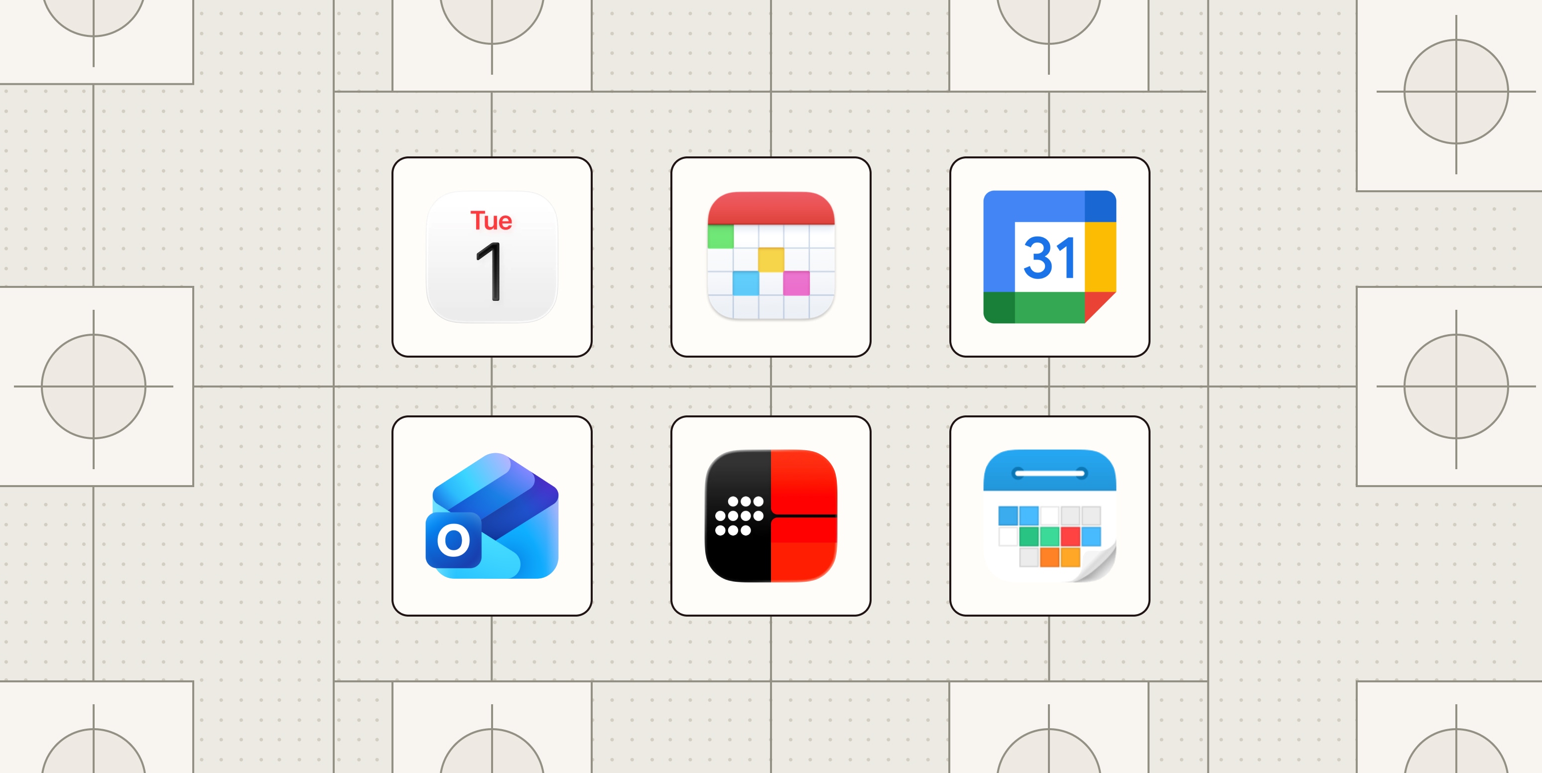 A hero image with the logos of the best calendar apps for iPhone