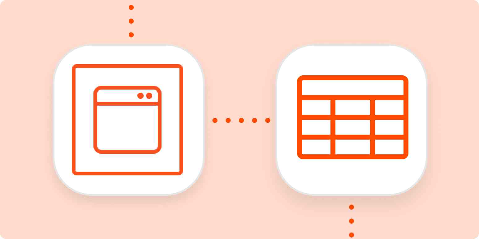 The Zapier Chrome Extension logo and an icon representing spreadsheets in white squares on an orange background.