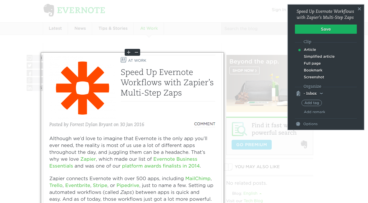 Evernote Web Clipper: Article