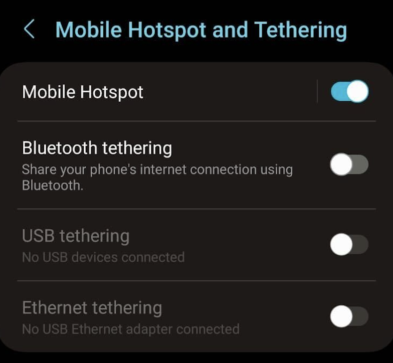 How to make a personal hotspot from an Android device.