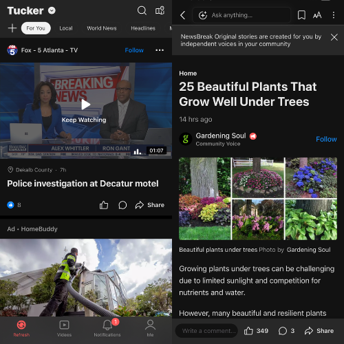 NewsBreak, our pick for the best news app for a well-rounded news app with no paywalls