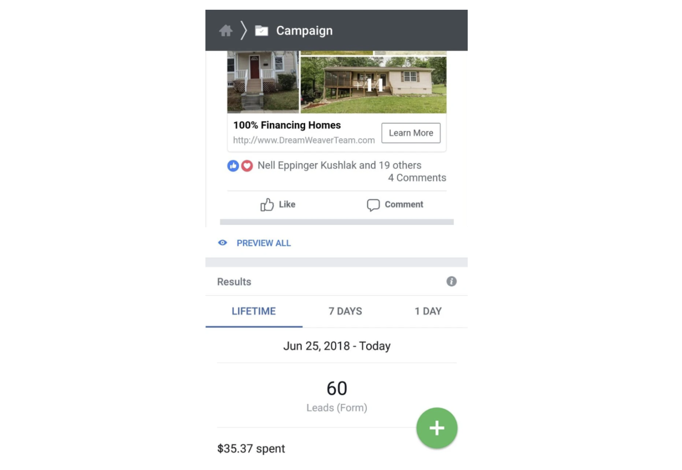 Spend per lead on Facebook lead ads