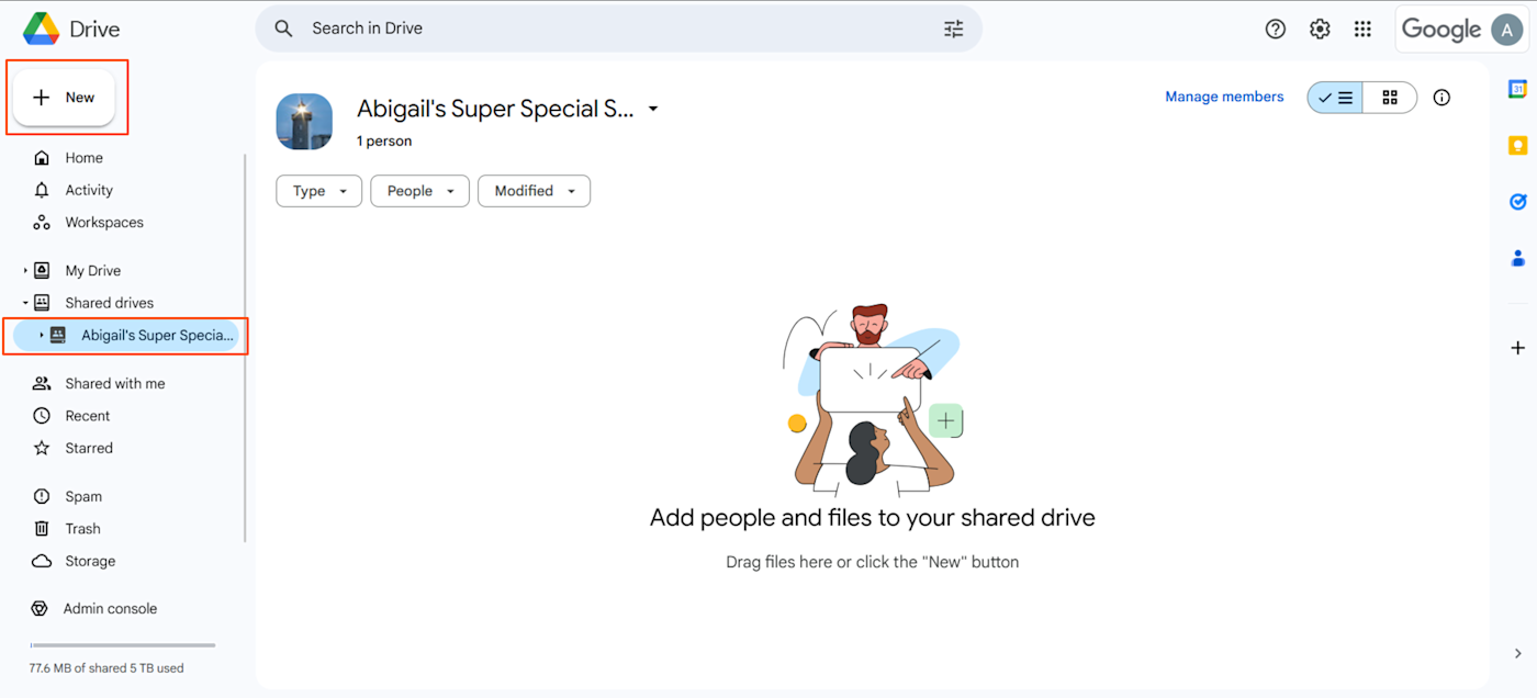 Shared drive add new