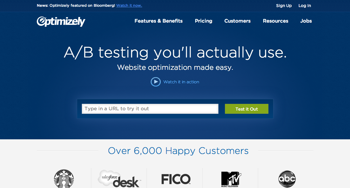 Optimizely lets you change the look of a web page with just a few clicks, to A/B test your site without developer skills.