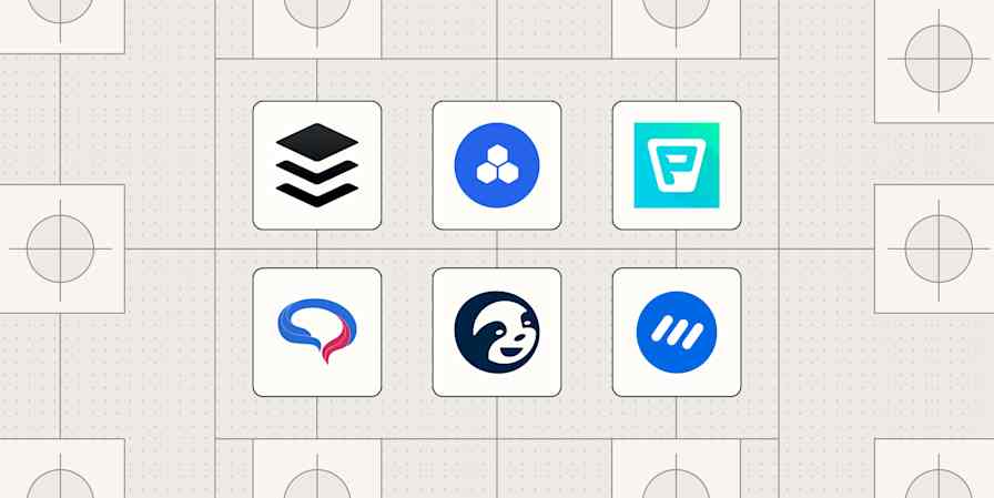 Hero image with the logos of the best AI tools for social media management