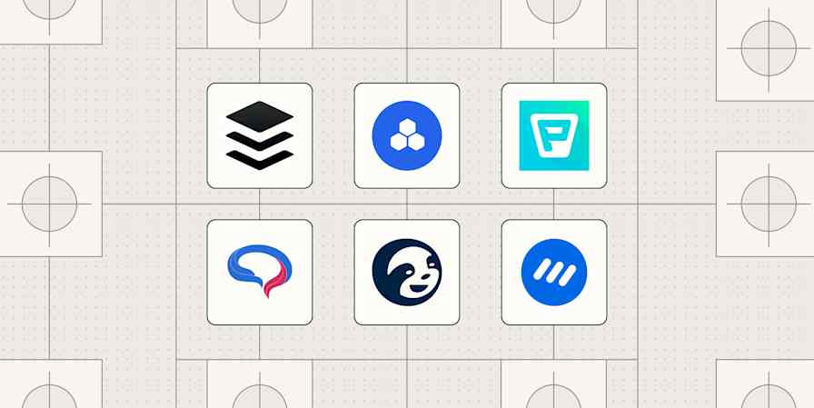 Hero image with the logos of the best AI tools for social media management