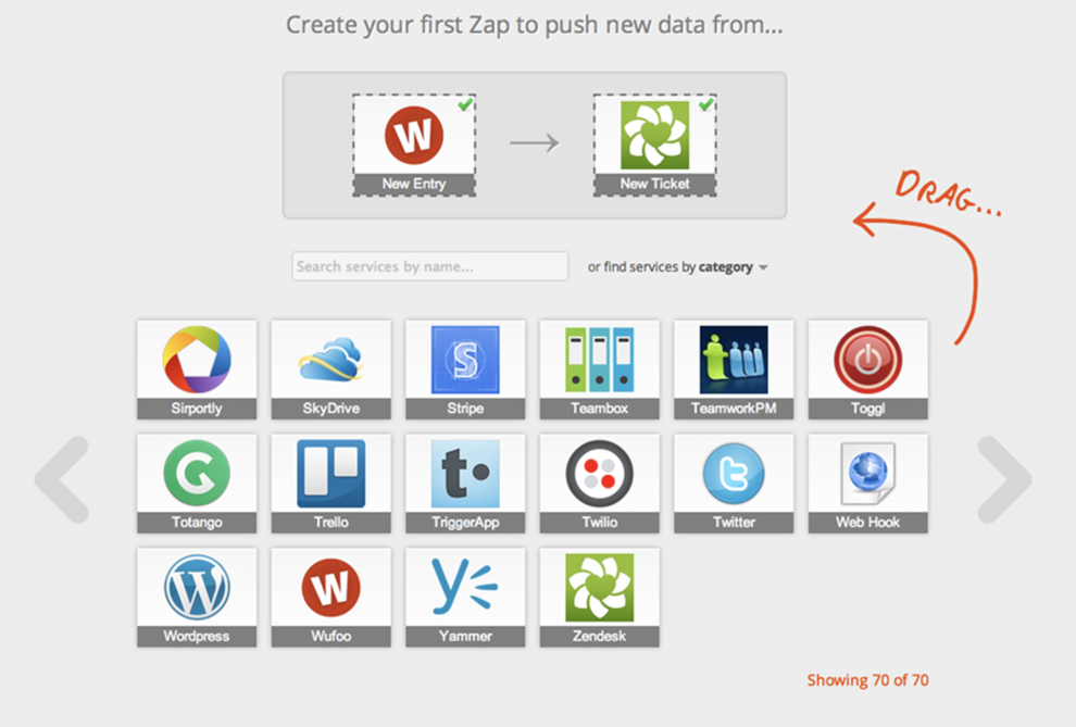 One of the early designs for Zapier