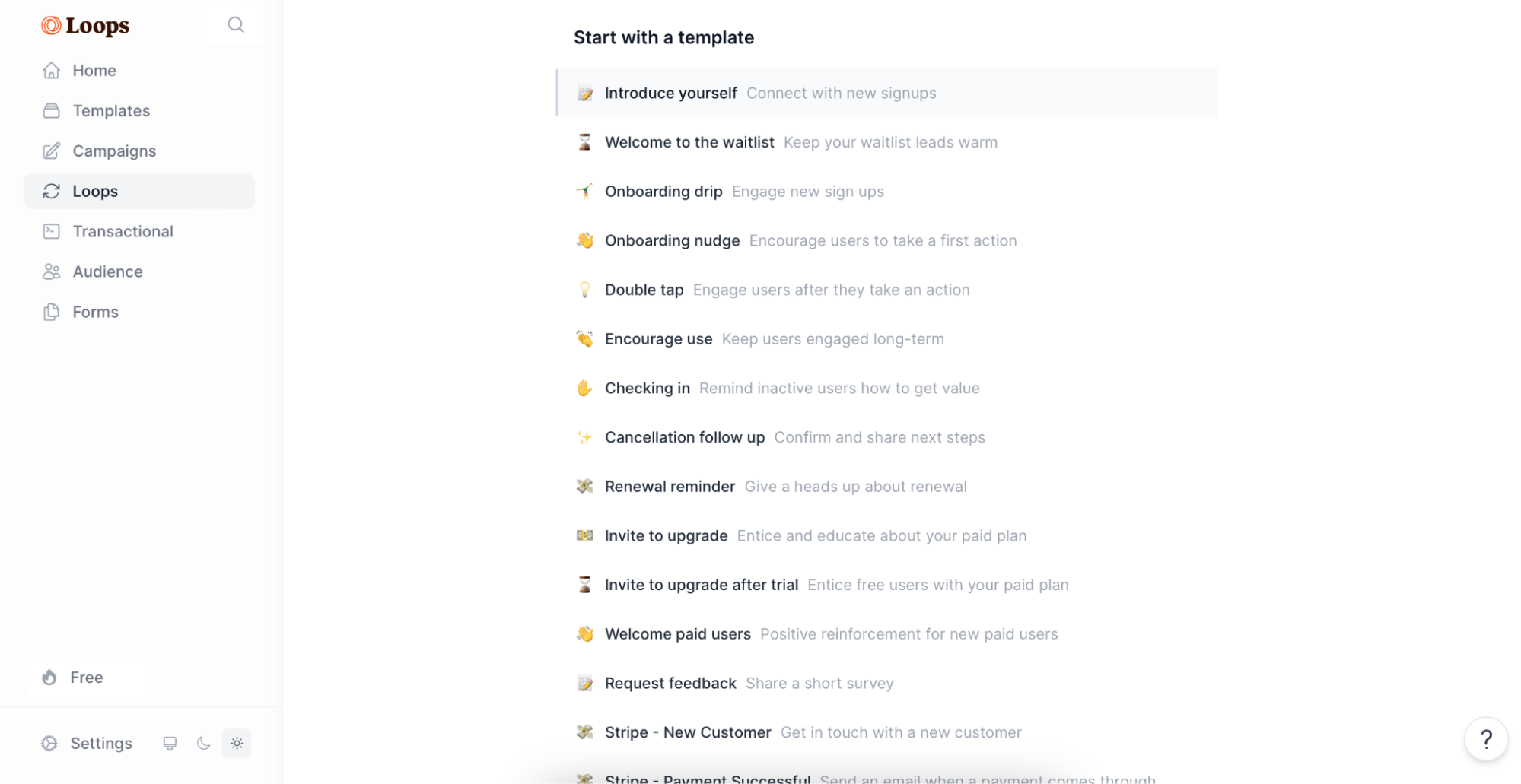Loops, our pick for the best free email marketing automation software.