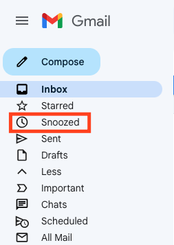 The Snoozed folder in Gmail