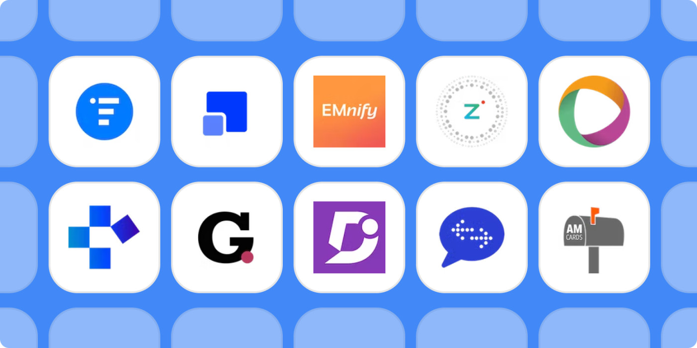 Zapier new apps on a blue background