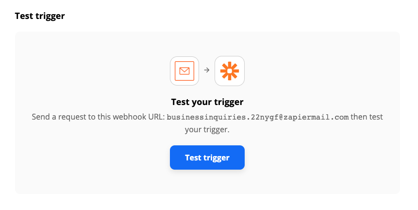 The test trigger step in the Zap editor.