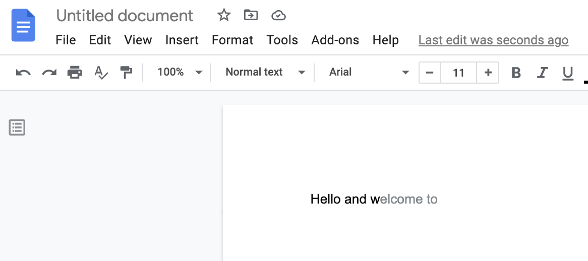 Showing Smart Compose in action in Google Docs