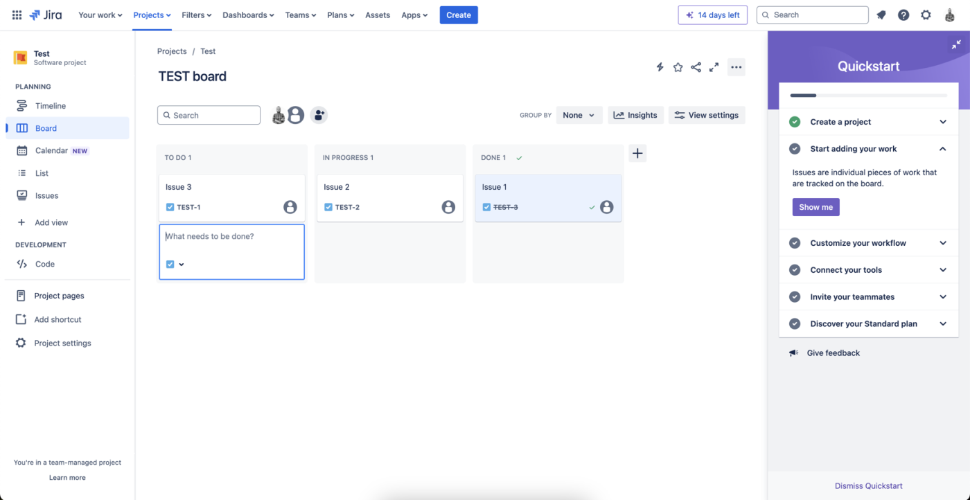 Screenshot of the Jira interface