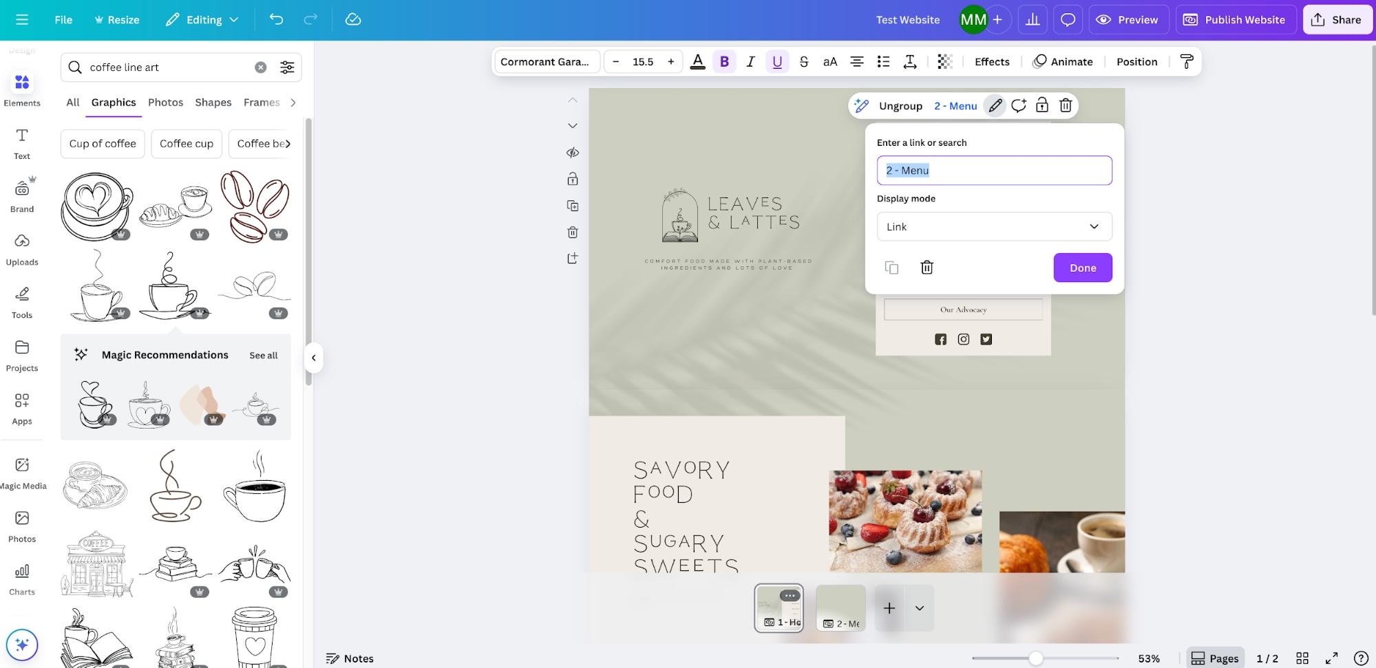 Canva, our pick for the best free website builder for beautifully designed static websites