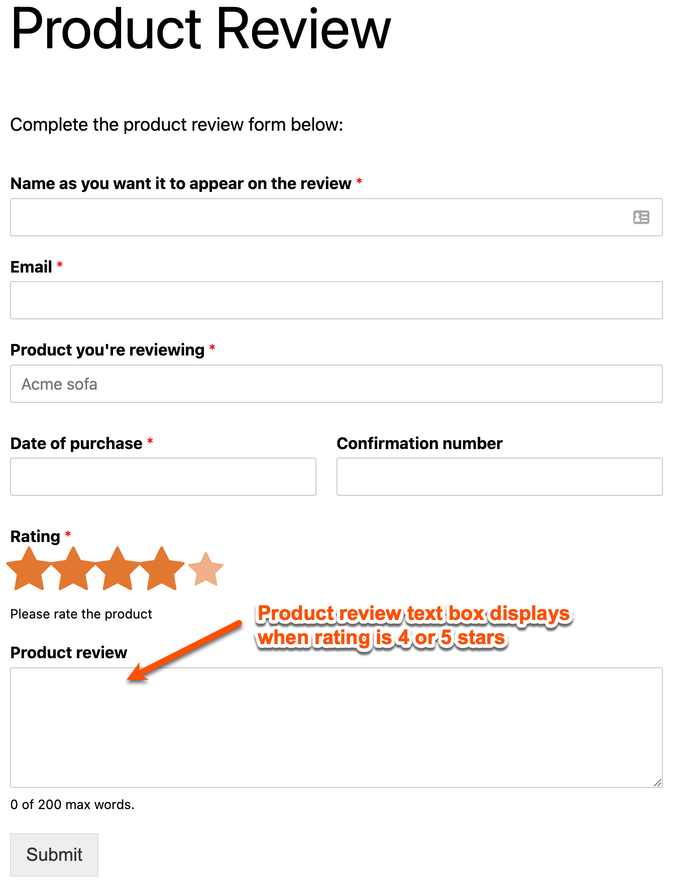 4-star rating in WPForms conditional logic