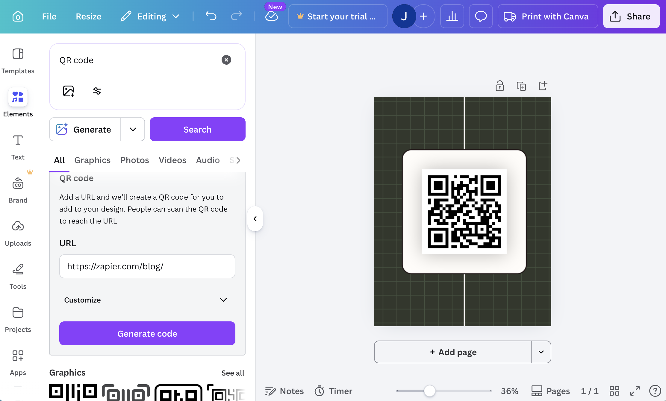 QR code generated in Canva.