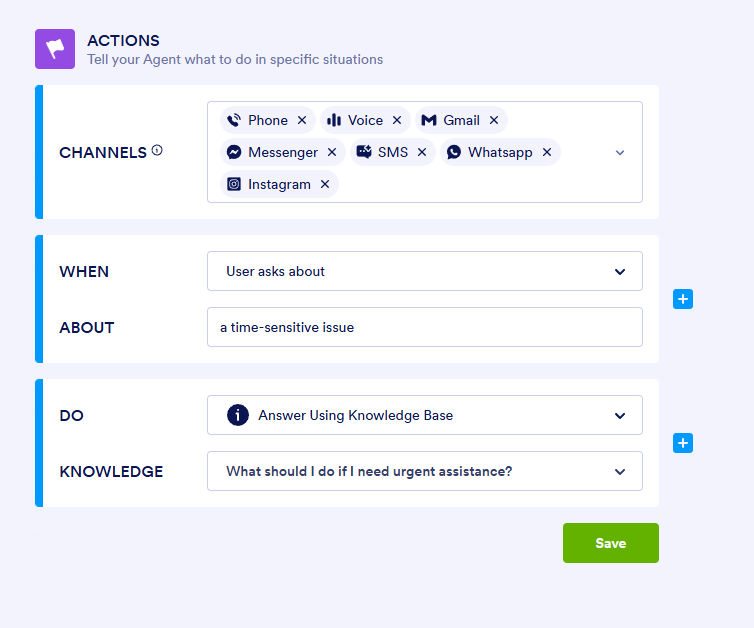 Actions in Jotform's agent builder