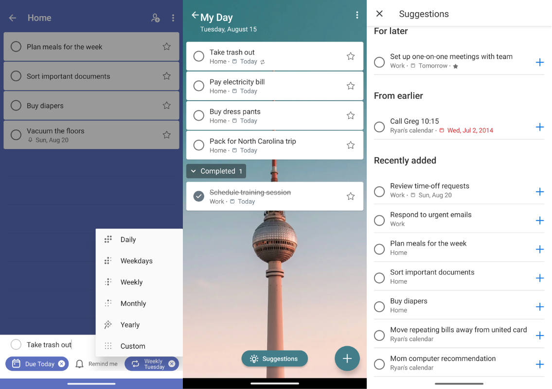 Microsoft To Do, our pick for the best totally free Android to-do list app