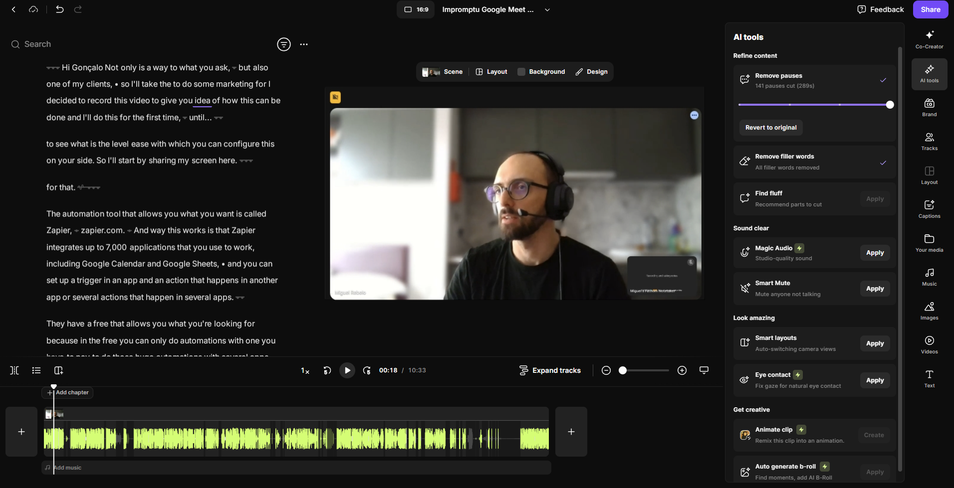 Riverside, out pick for the best transcription app for podcasting workflows