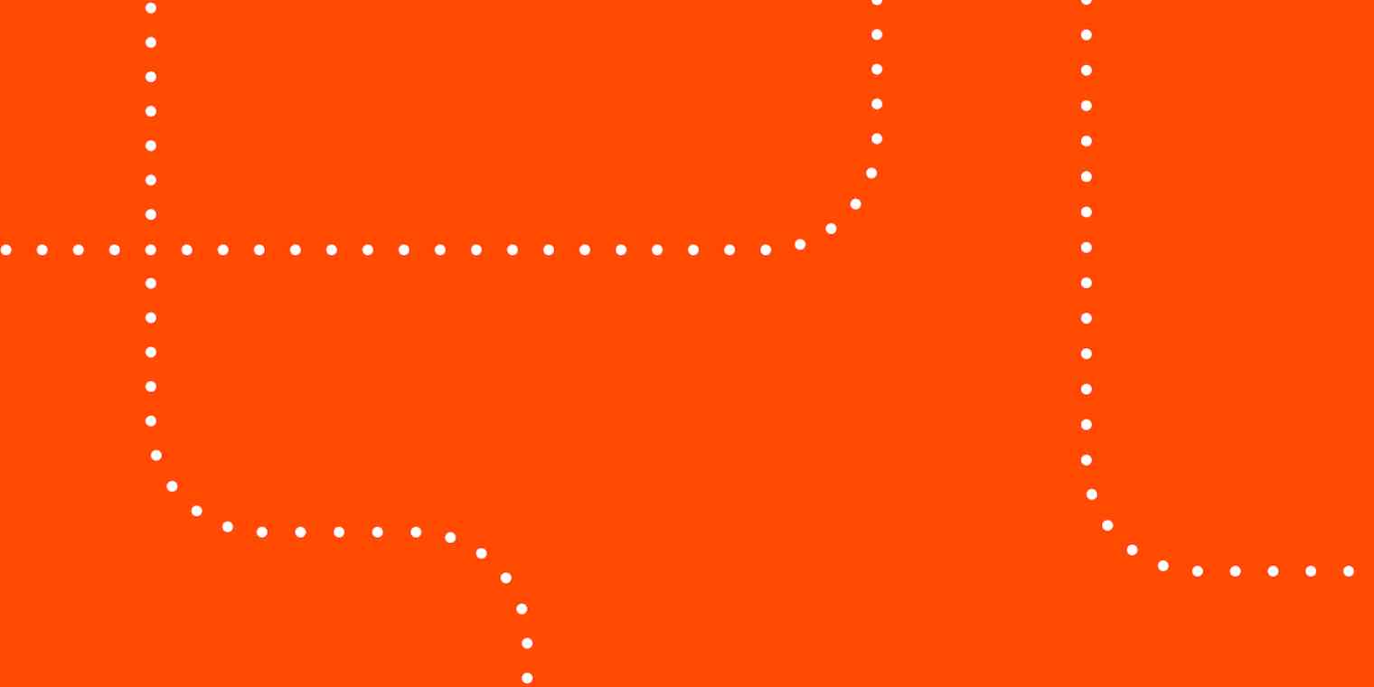 An orange rectangle with dotted white lines running through it.