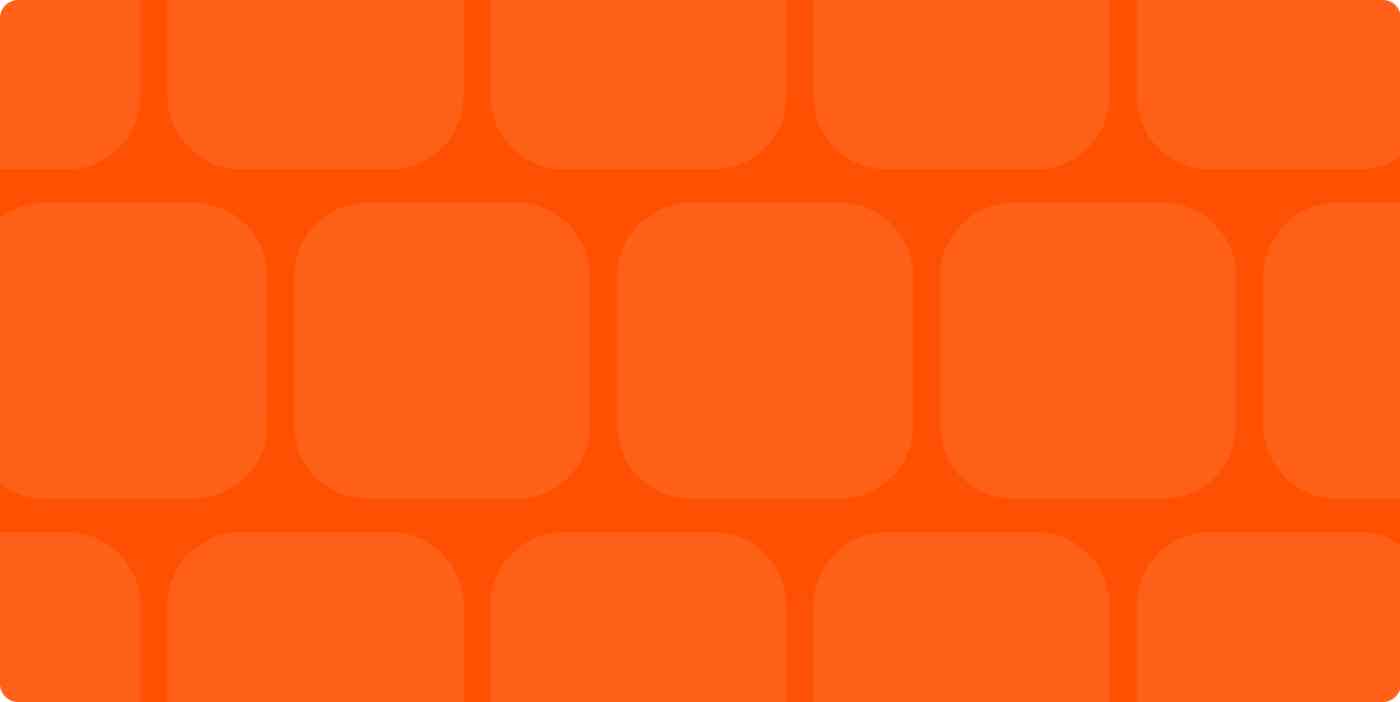 Hero image of an orange background with light orange squares on it