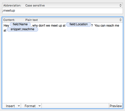 nested snippets textexpander