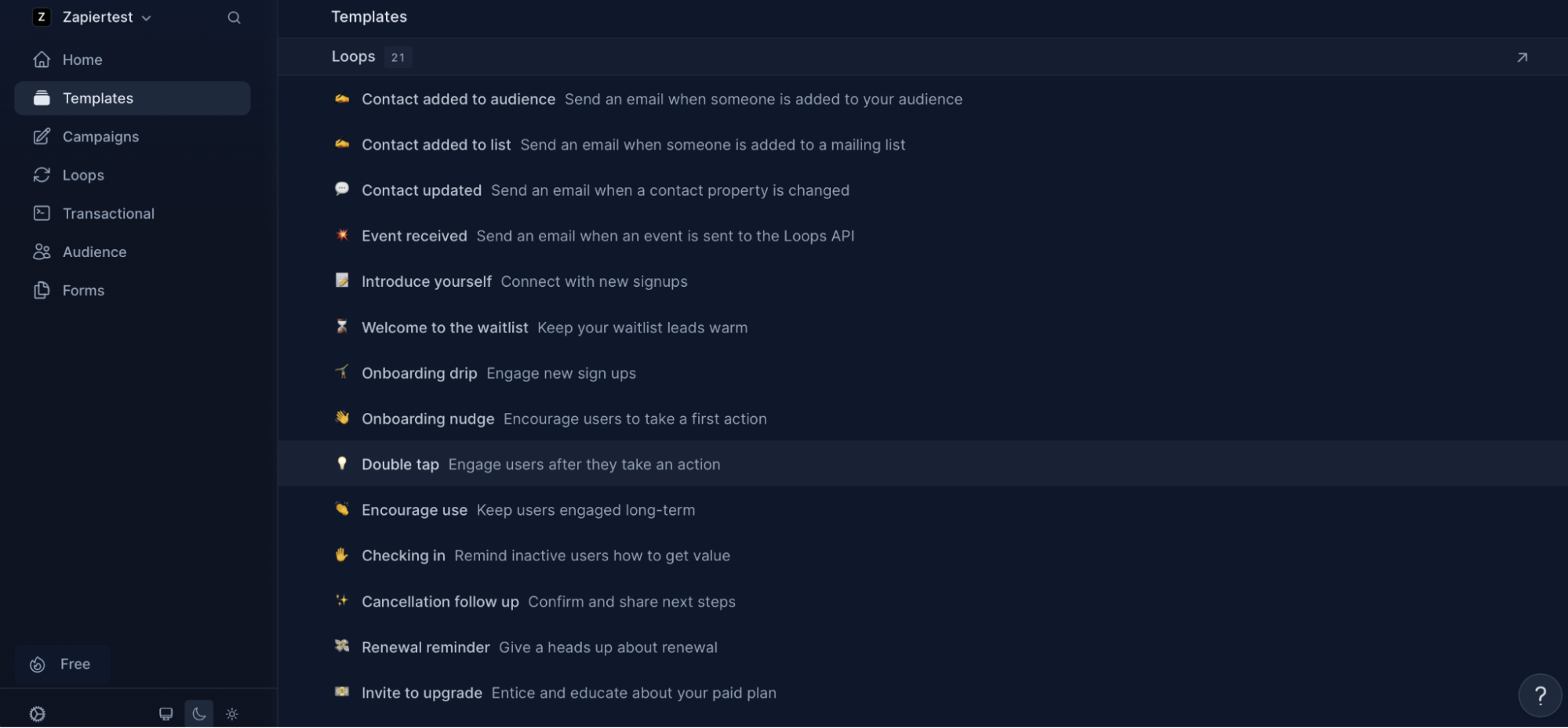 Loops, our pick for the best free email marketing software for automation