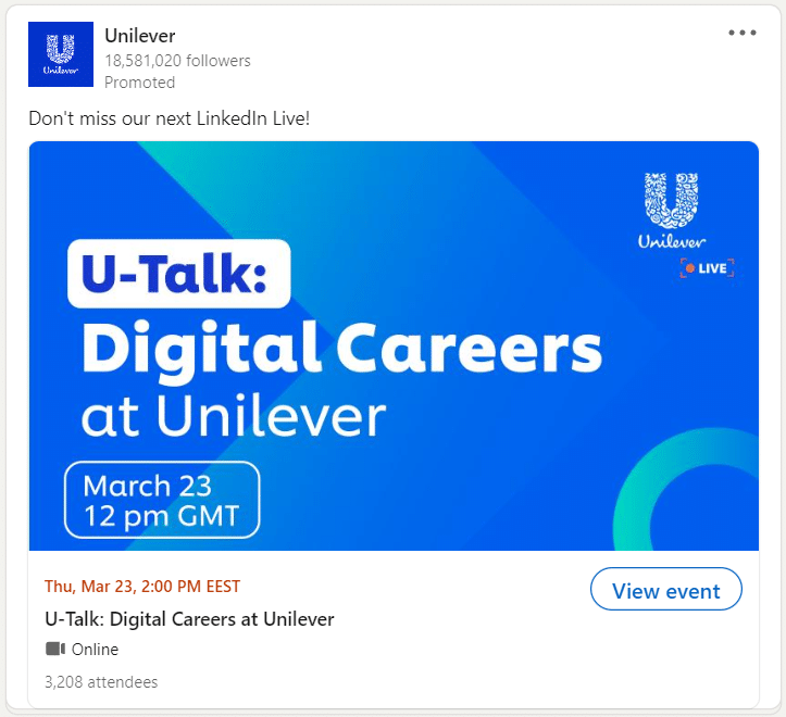 Screenshot of a LinkedIn event ad
