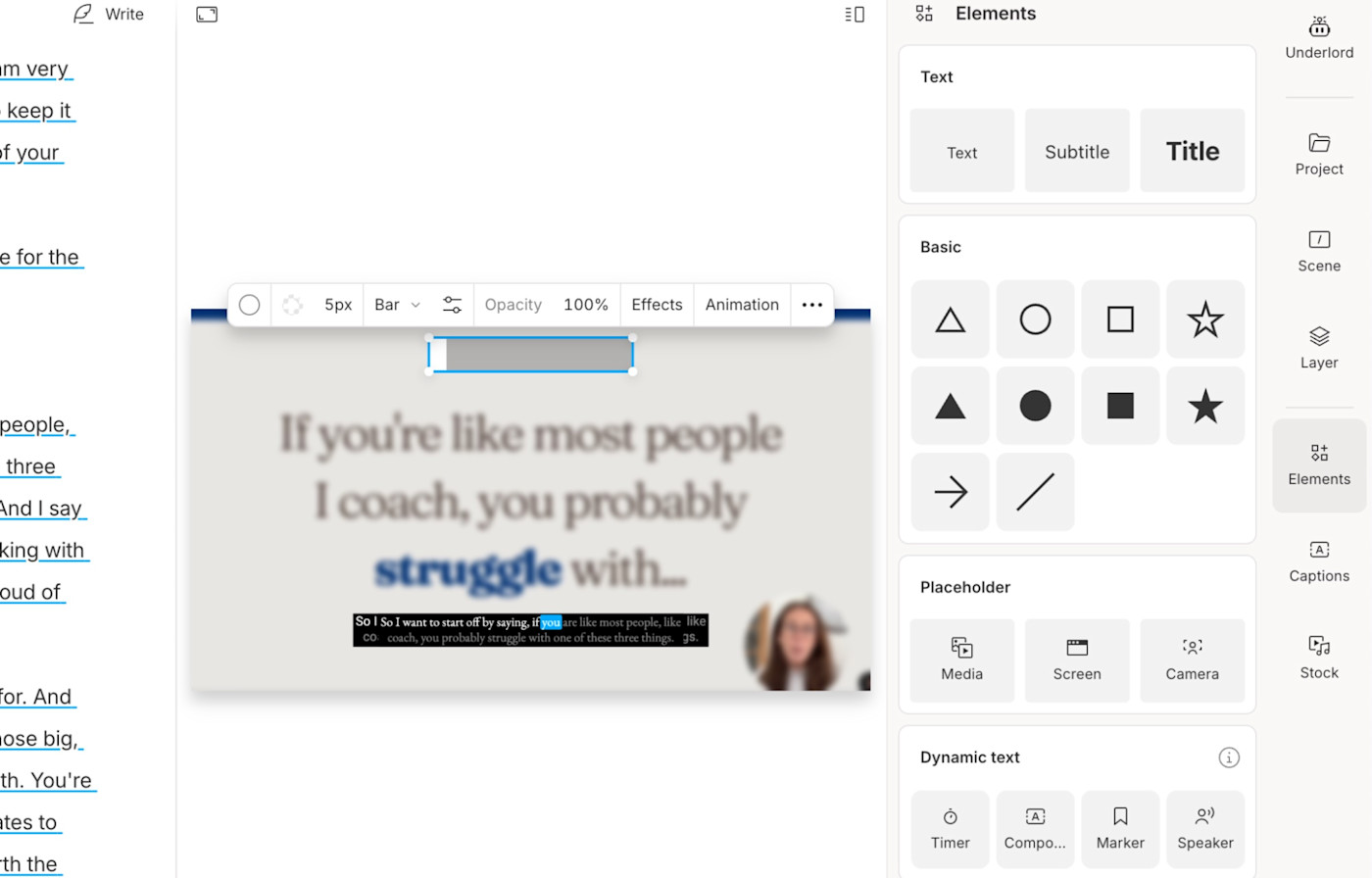 Adding effects in Descript