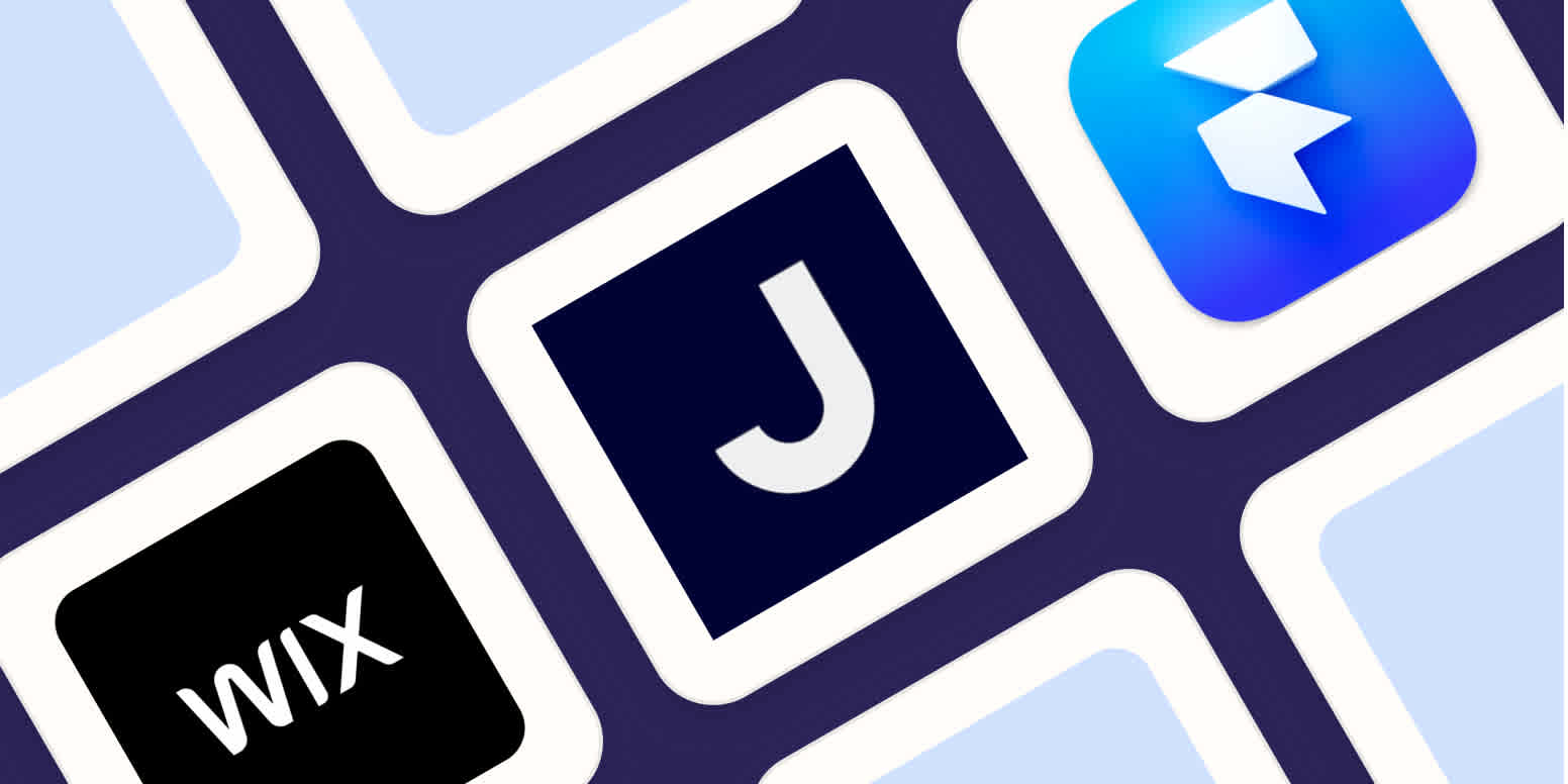 Hero image with the logos of the best AI website builders