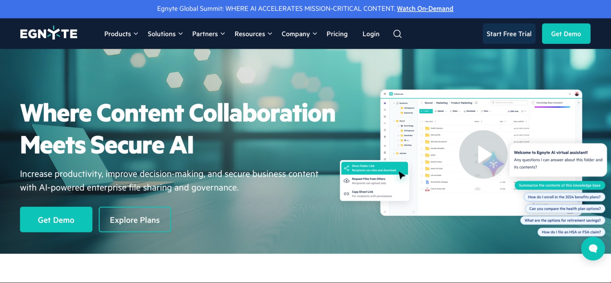Egnyte, our pick for one of the best document management software for security